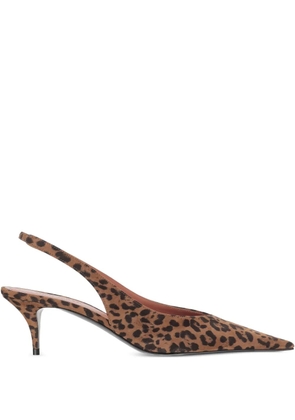 Amina Muaddi 55mm Anok animal-print slingback pumps - Brown