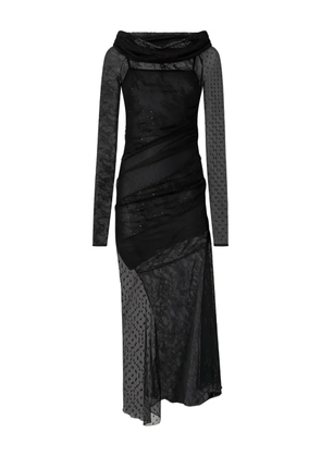 PINKO lace-detail cowl-neck maxi dress - Black