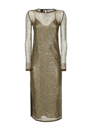 PINKO sequin-embellished mesh midi dress - Green