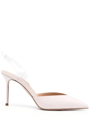 Aquazzura V Plexi Sling 90mm leather pumps - Pink