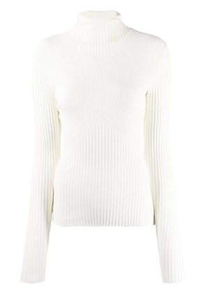 ANDREĀDAMO ribbed-knit hoodie top - White