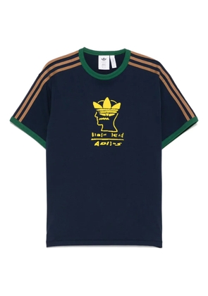 adidas x Brain Dead flocked-logo T-shirt - Blue