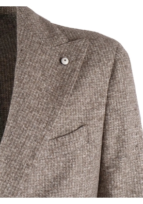 L.B.M. 1911 textured pocket blazer - Brown