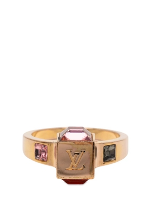 Louis Vuitton Pre-Owned 2013 Gold Plated Crystal Gamble Cocktail Ring M costume ring