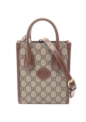 Gucci Pre-Owned 2016-2025 Mini GG Supreme Interlocking G Tote satchel - Brown