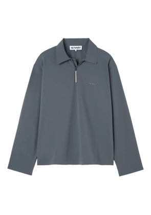 Sunnei zip-neck long-sleeve polo shirt - Grey