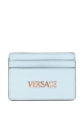 Versace logo-lettering leather cardholder - Blue