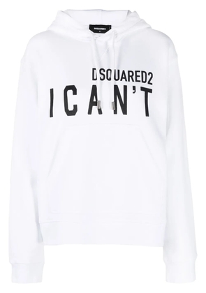 DSQUARED2 slogan-print pullover hoodie - White