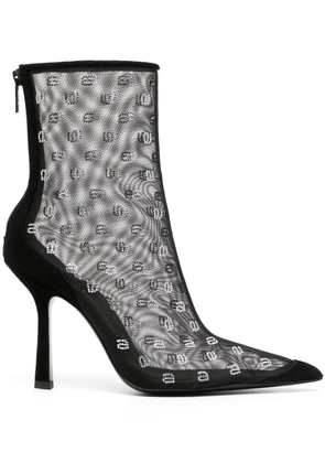 Alexander Wang crystal-logo mesh boots - Black