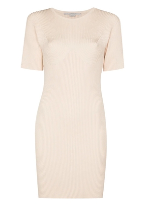 Stella McCartney ribbed knitted mini dress - Neutrals
