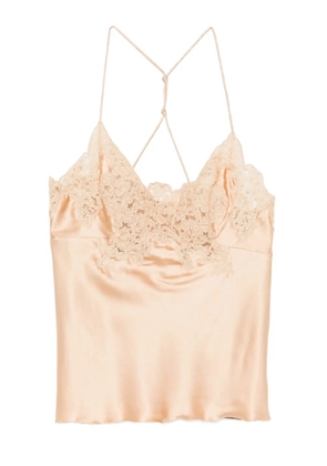 Ermanno Scervino lace-trimmed silk top - Neutrals