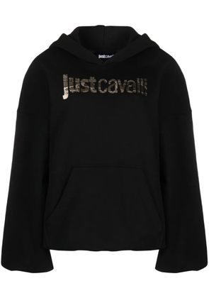 Just Cavalli logo-print cotton hoodie - Black