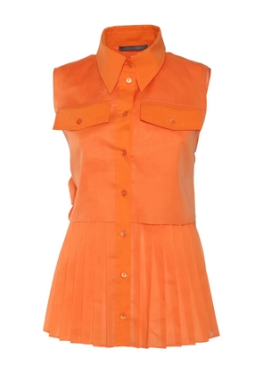 Alberta Ferretti pleated bow-detail blouse - Orange