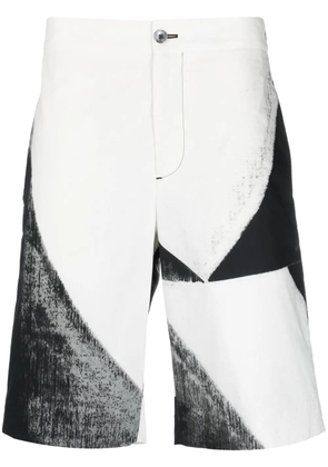 Alexander McQueen abstarct-print cotton Bermuda shorts - White