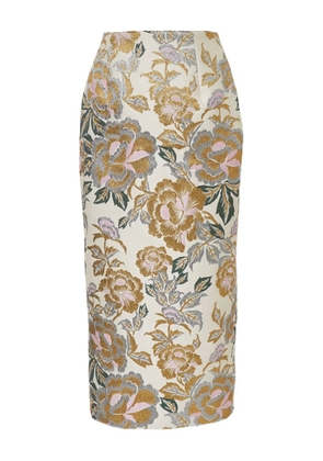 Carolina Herrera floral-jacquard midi skirt - Neutrals