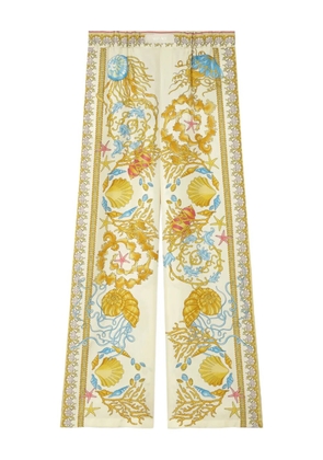 Versace Underwater Barocco silk trousers - Neutrals