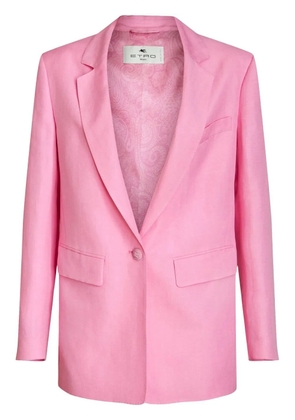 ETRO button-fastening linen-silk blazer - Pink