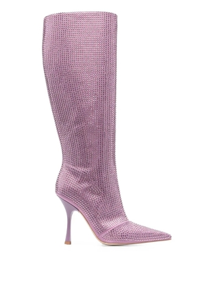 LIU JO rhinestone-embellished 110mm knee-high boots - Purple