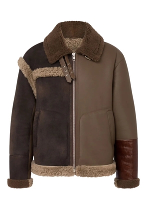 Moschino shearling-trimmed leather jacket - Brown