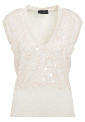 Fabiana Filippi sequinned sleeveless blouse - White