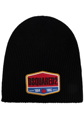 DSQUARED2 logo-appliqué wool beanie - Black