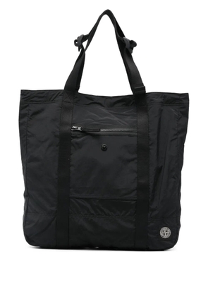 Stone Island logo-patch tote bag - Black
