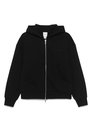 Calvin Klein logo-embroidered zip-up hoodie - Black