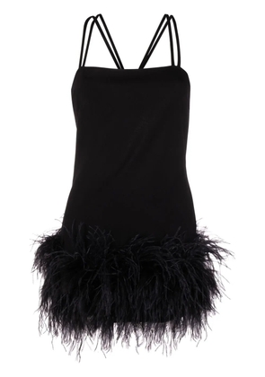 The Attico feather-trim mini dress - Black