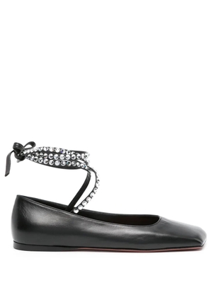 Amina Muaddi Ane square-toe leather ballerinas - Black