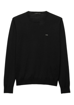 Prada embroidered long-sleeves wool sweater - Black