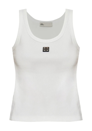 Tory Burch logo-patch tank top - White