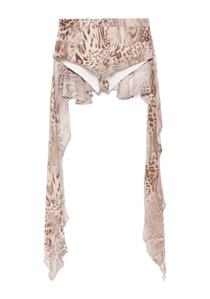 Blumarine flounce-detail printed shorts - Brown