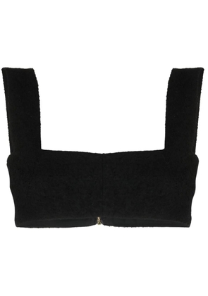 Patou square-neck tweed crop top - Black