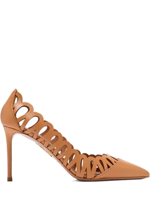 Aquazzura 85mm Peep scalloped-cut pumps - Brown