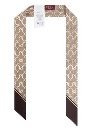 Gucci GG silk neck bow - Brown