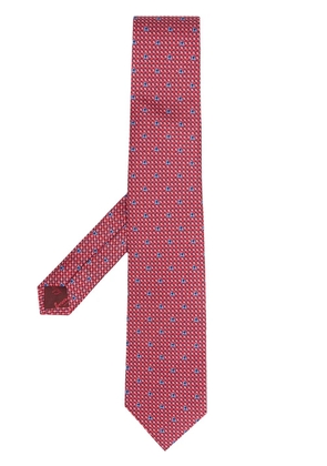 Ferragamo Gancini motif pointed-tip tie - Red