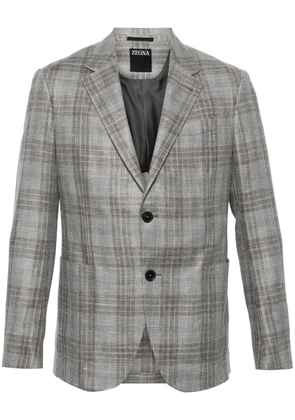 Zegna checked single-breasted blazer - Grey