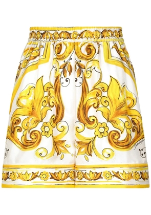 Dolce & Gabbana Majolica-print silk shorts - Yellow