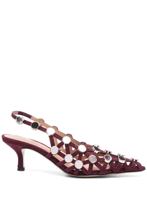 The Attico 50mm Grid slingback pumps - Purple