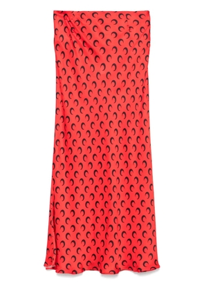 Marine Serre crescent moon-print satin midi skirt - Red