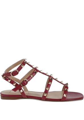 Valentino Garavani studded leather flat sandals - Red