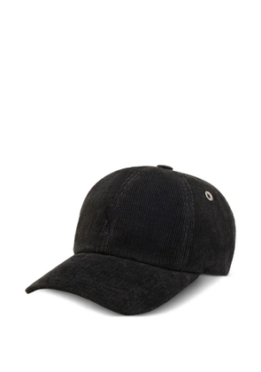 AMI Paris corduroy embroidered cap - Black