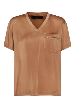 Fabiana Filippi pocket V-neck T-shirt - Brown