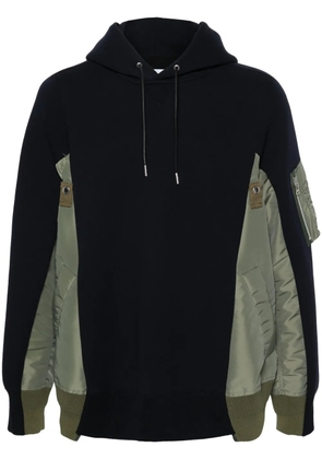sacai panelled drawstring hoodie - Blue
