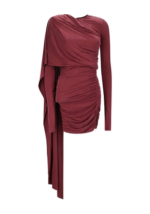 THE ANDAMANE draped long-sleeve dress - Red