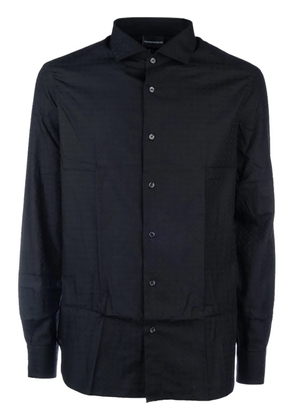 Emporio Armani patterned-jacquard cotton shirt - Black