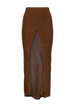 Charo Ruiz Ibiza Eris ribbed side-slit skirt - Brown