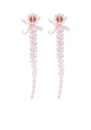 Simone Rocha crystal-beaded bow earrings - Pink