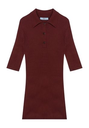 Prada ribbed polo top - Red
