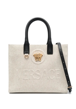 Versace large La Medusa canvas tote bag - Neutrals
